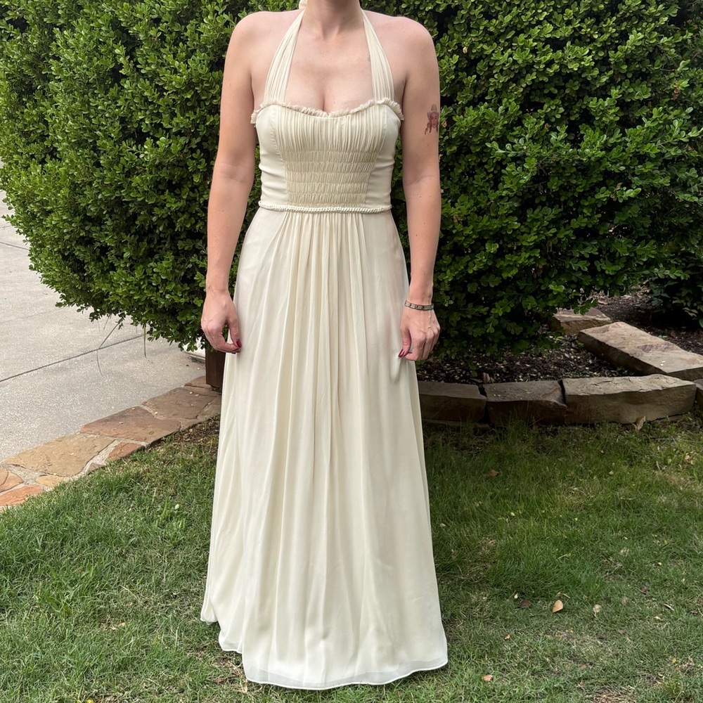 BCBG Paris Vintage Cream Silk Gown